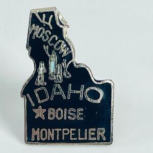 Idaho State Outline Tourism Pinback Button Moscow Boise Montpelier approx. 1"